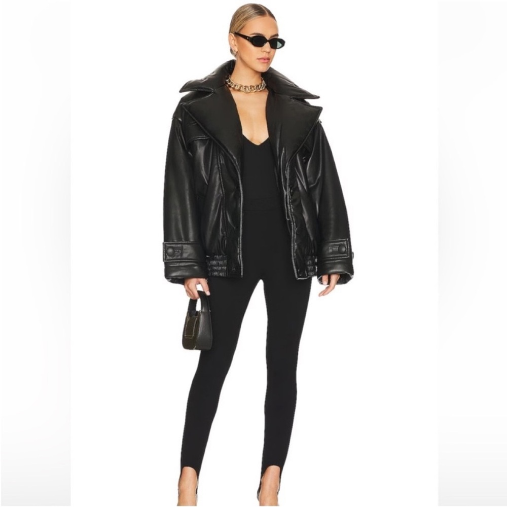 RONNY KOBO Camile Faux Leather Jacket coat in black size small